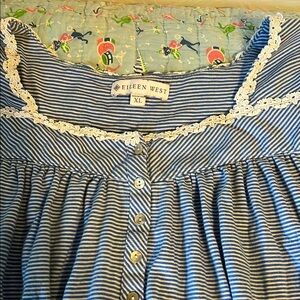 Eileen West Blue Striped Nightgown